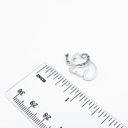 925 Sterling Silver Real Melanite Gem Elephant For Good Luck Slide Pendant