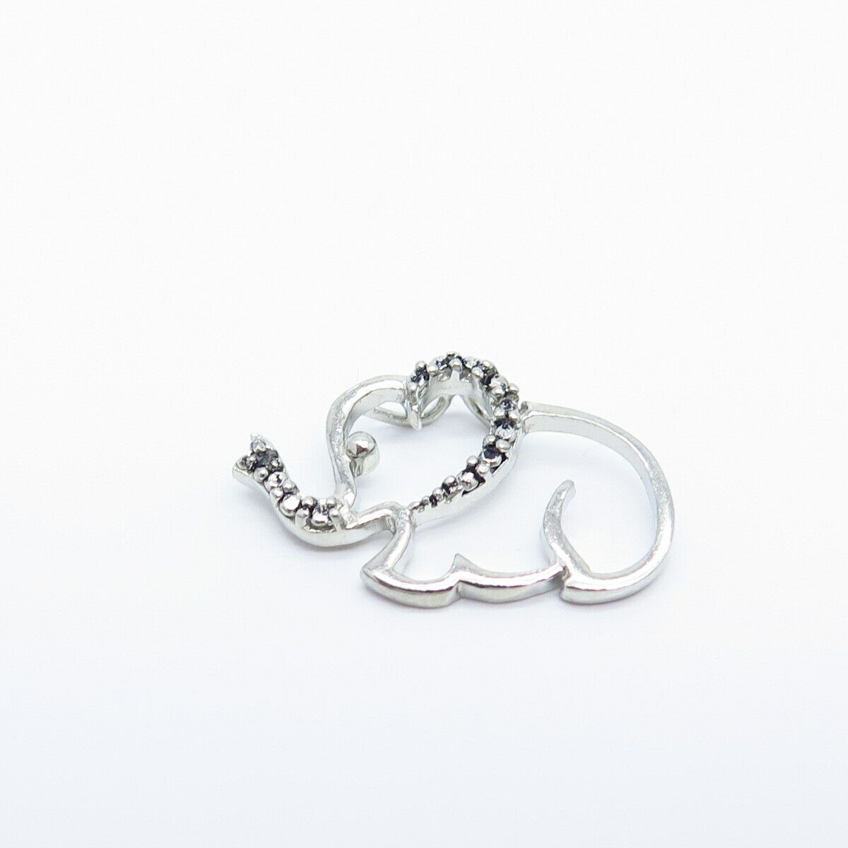 925 Sterling Silver Real Melanite Gem Elephant For Good Luck Slide Pendant