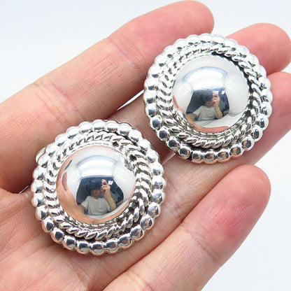 925 Sterling Silver Vintage Hemisphere Clip On Earrings