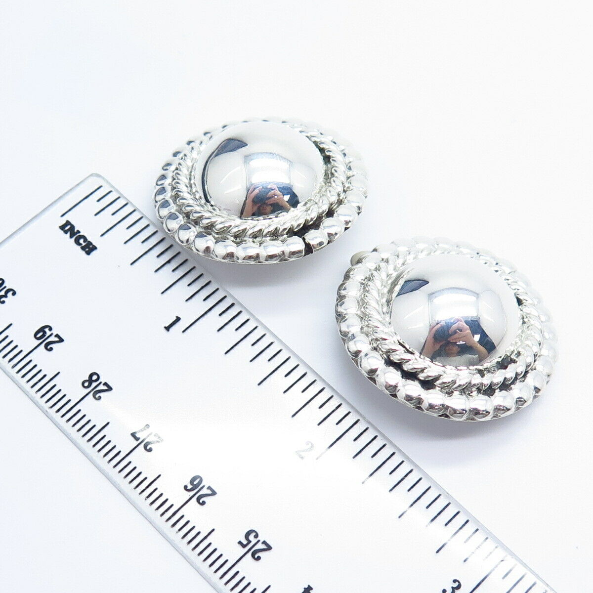 925 Sterling Silver Vintage Hemisphere Clip On Earrings