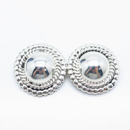 925 Sterling Silver Vintage Hemisphere Clip On Earrings