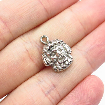 925 Sterling Silver Vintage Face Modernist Charm Pendant