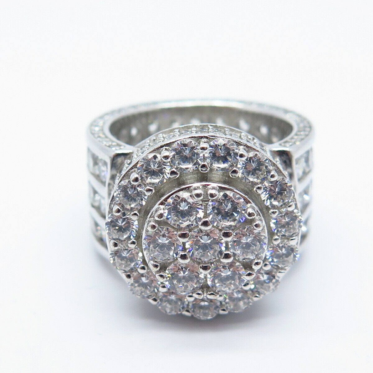 925 Sterling Silver Pave C Z Wide Ring Size 8.5