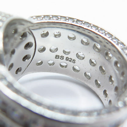 925 Sterling Silver Pave C Z Wide Ring Size 8.5