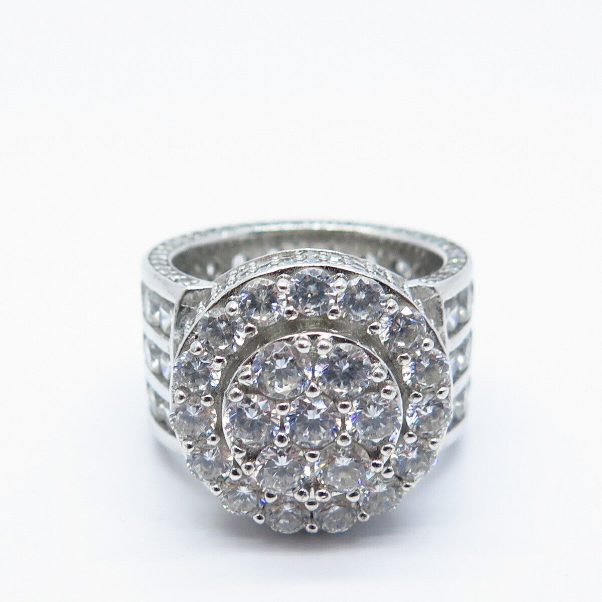 925 Sterling Silver Pave C Z Wide Ring Size 8.5