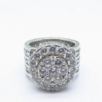 925 Sterling Silver Pave C Z Wide Ring Size 8.5