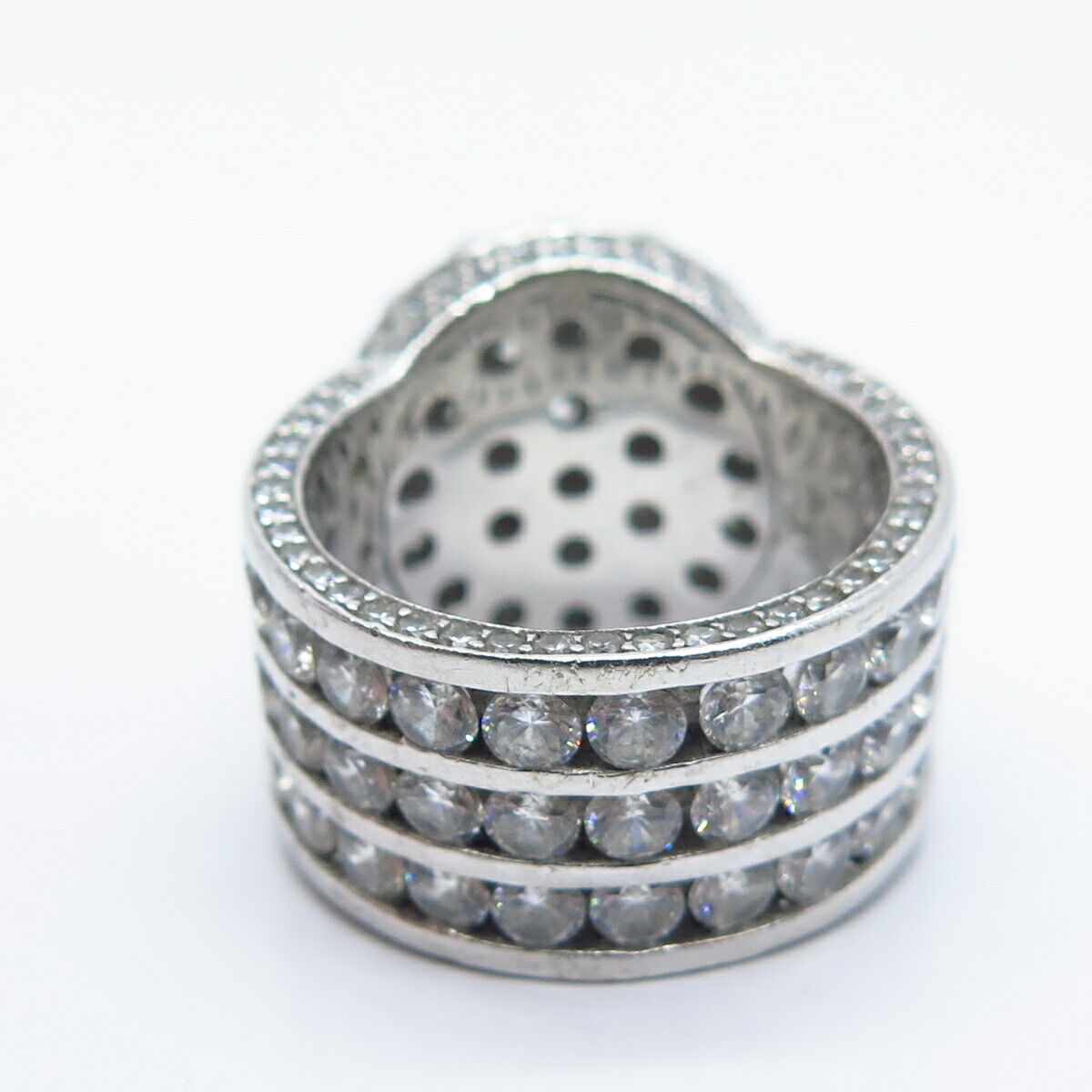925 Sterling Silver Pave C Z Wide Ring Size 8.5