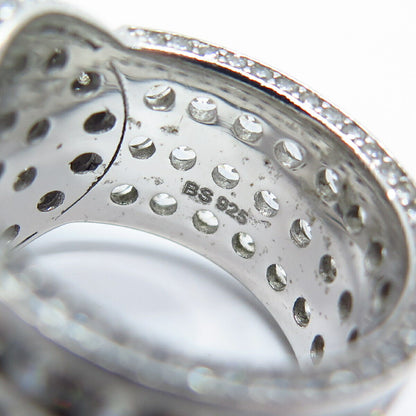 925 Sterling Silver Pave C Z Wide Ring Size 8.5