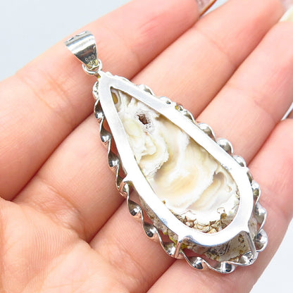 925 Sterling Silver Real Druzy Agate Gemstone Pendant