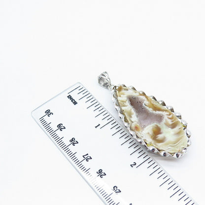 925 Sterling Silver Real Druzy Agate Gemstone Pendant