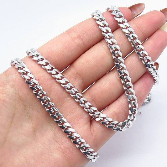 925 Sterling Silver Italy Cuban Chain Necklace 28"