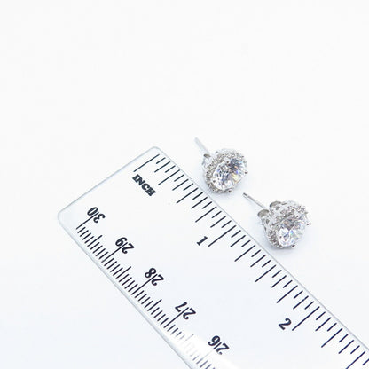 925 Sterling Silver Round-Cut C Z Stud Earrings