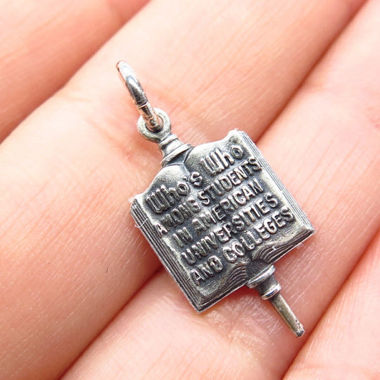 925 Sterling Silver Vintage "Who’s Who Among Students at American" Book Pendant