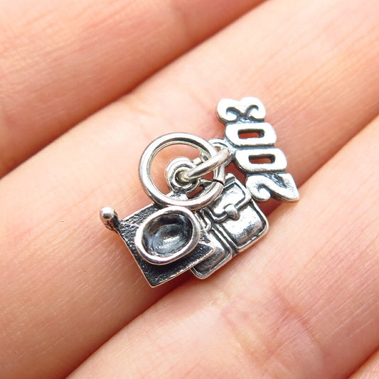 925 Sterling Silver "2003" Graduation Cap Charm Pendant