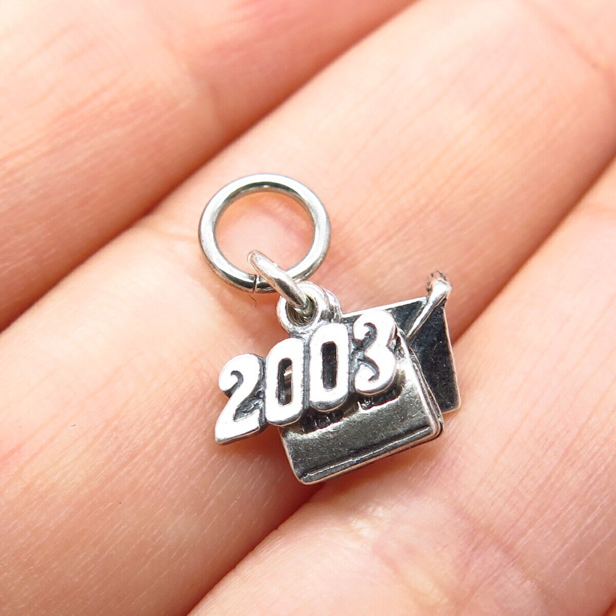 925 Sterling Silver "2003" Graduation Cap Charm Pendant