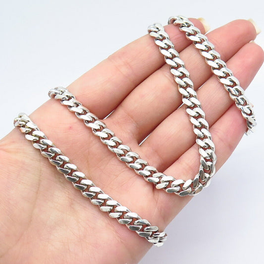 925 Sterling Silver Vintage Cuban Chain Necklace 23"