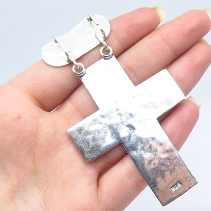 925 Sterling Silver Vintage Hammered Finish Cross Pendant