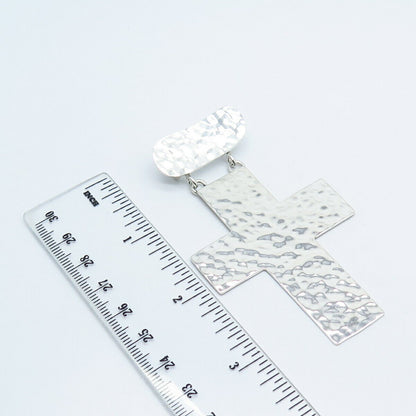 925 Sterling Silver Vintage Hammered Finish Cross Pendant