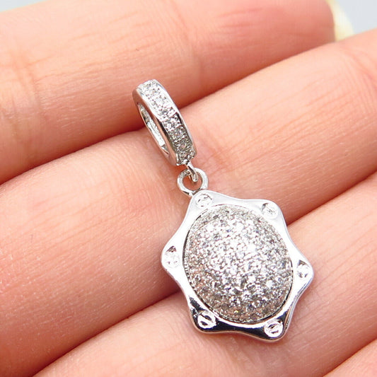 925 Sterling Silver Pave C Z Pendant