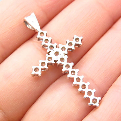 925 Sterling Silver Round-Cut C Z Cross Pendant