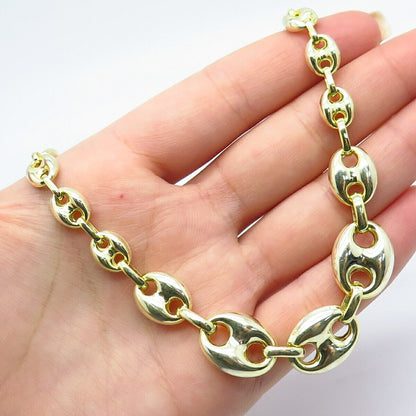 925 Sterling Silver Gold Plated Anchor Mariner Chain Necklace 16"