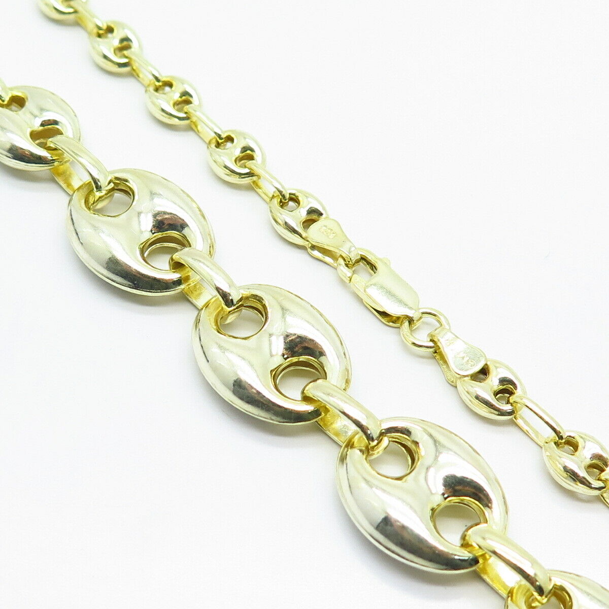 925 Sterling Silver Gold Plated Anchor Mariner Chain Necklace 16"