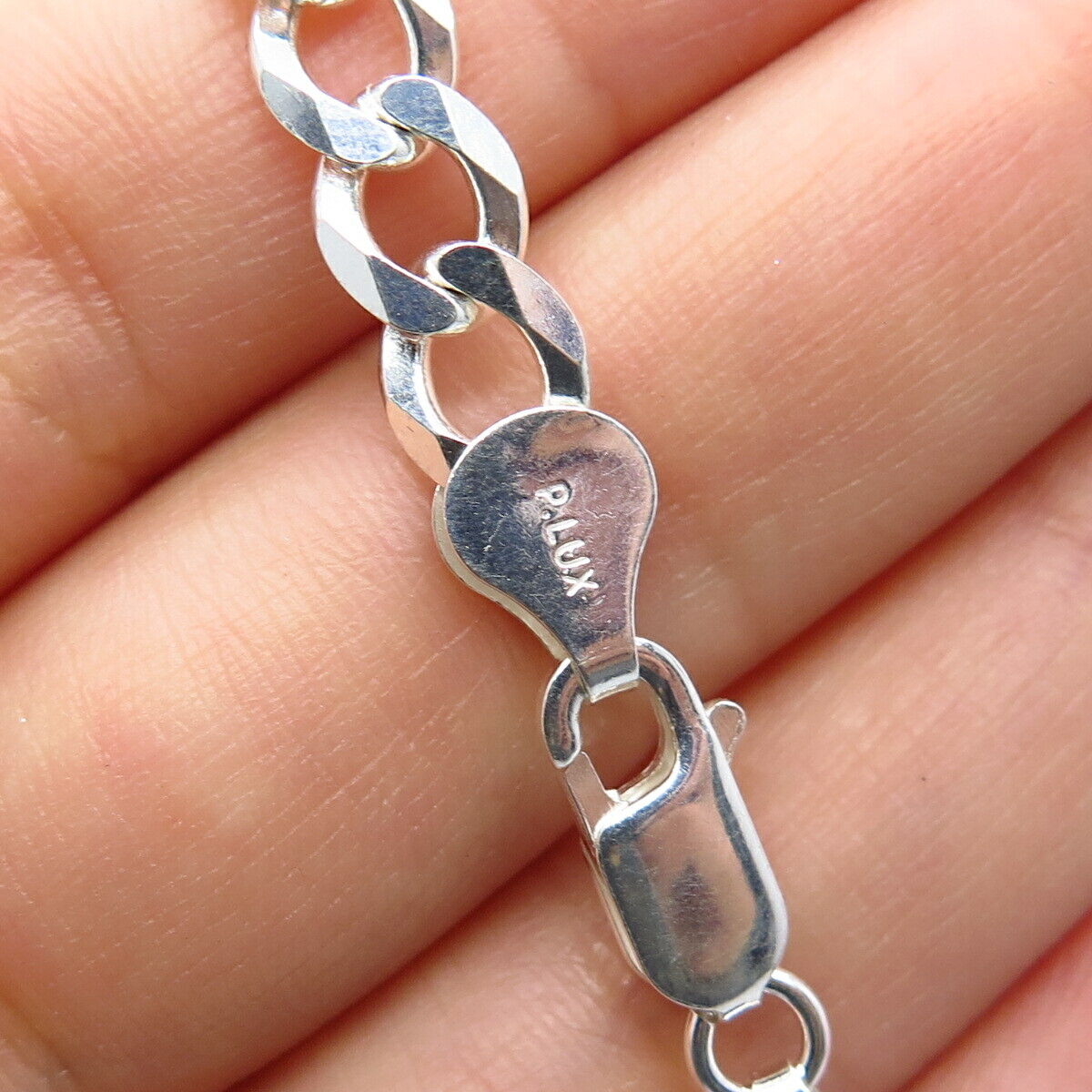 925 Sterling Silver Italy P.Lux Cuban Chain Necklace 20"