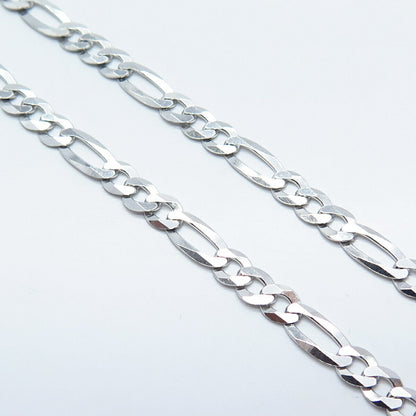 925 Sterling Silver Italy Figaro Chain Necklace 19"