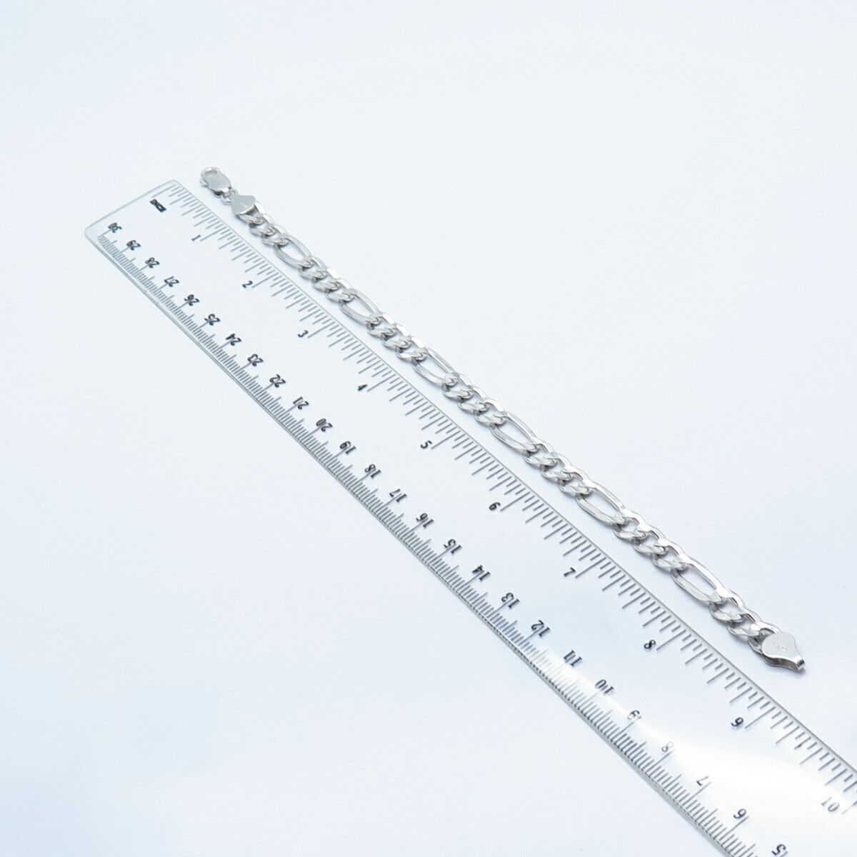 925 Sterling Silver Italy Figaro Link Bracelet 8.5"