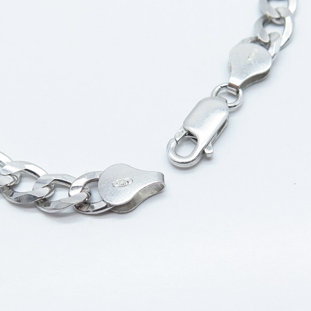 925 Sterling Silver Italy Figaro Link Bracelet 8.5"