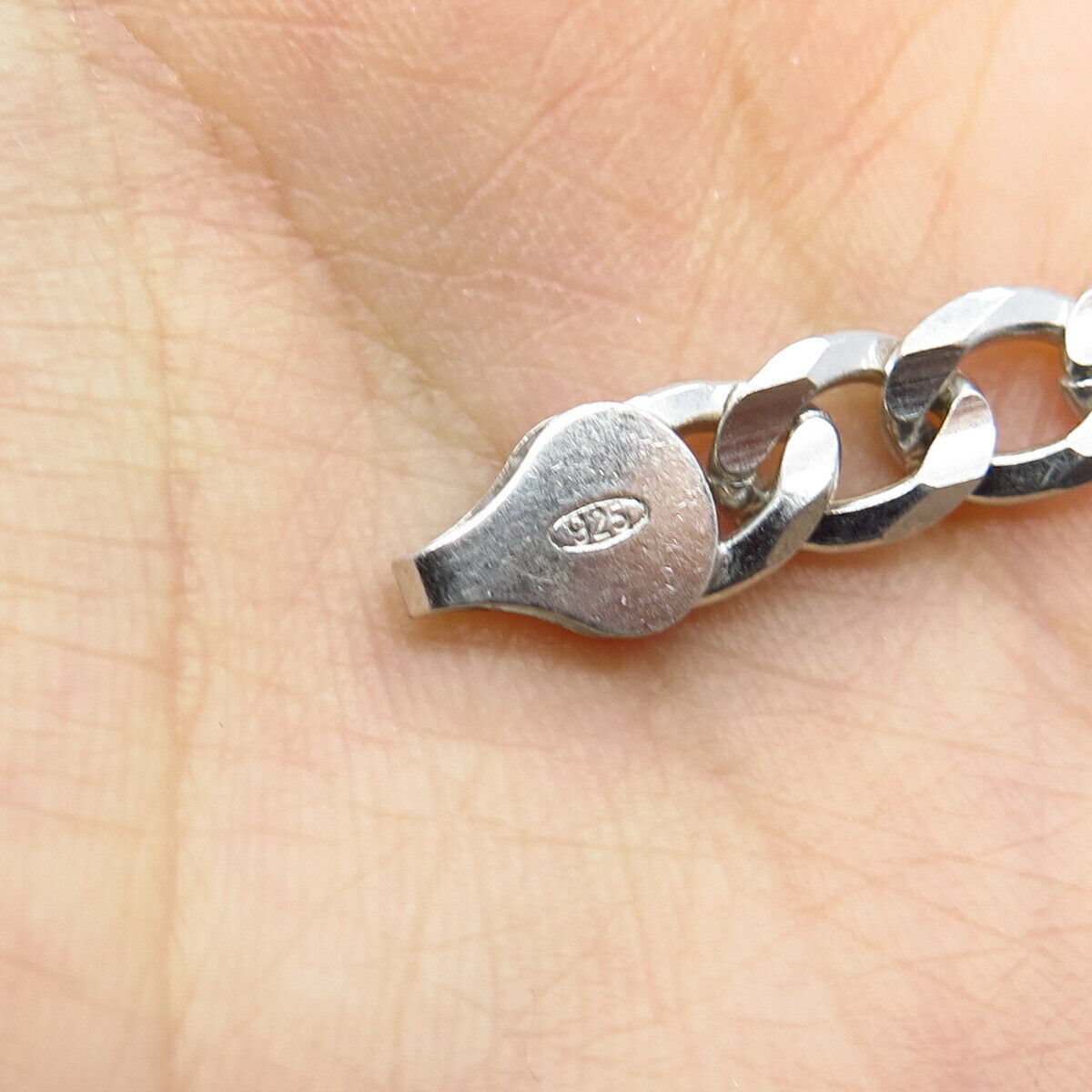 925 Sterling Silver Italy Figaro Link Bracelet 8.5"