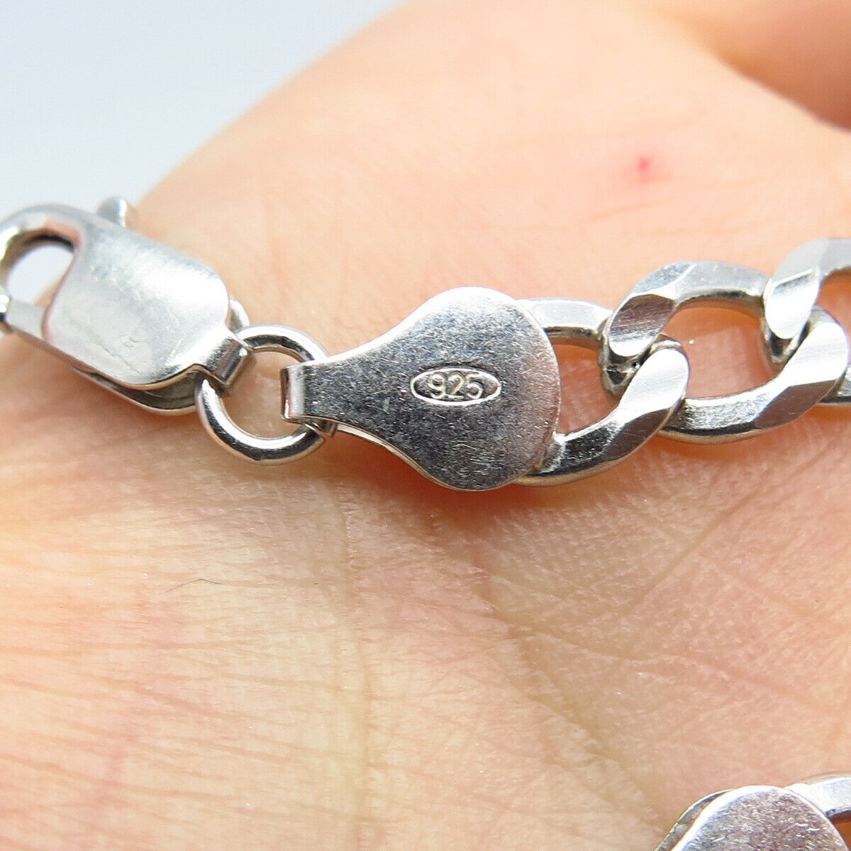 925 Sterling Silver Italy Figaro Link Bracelet 8.5"