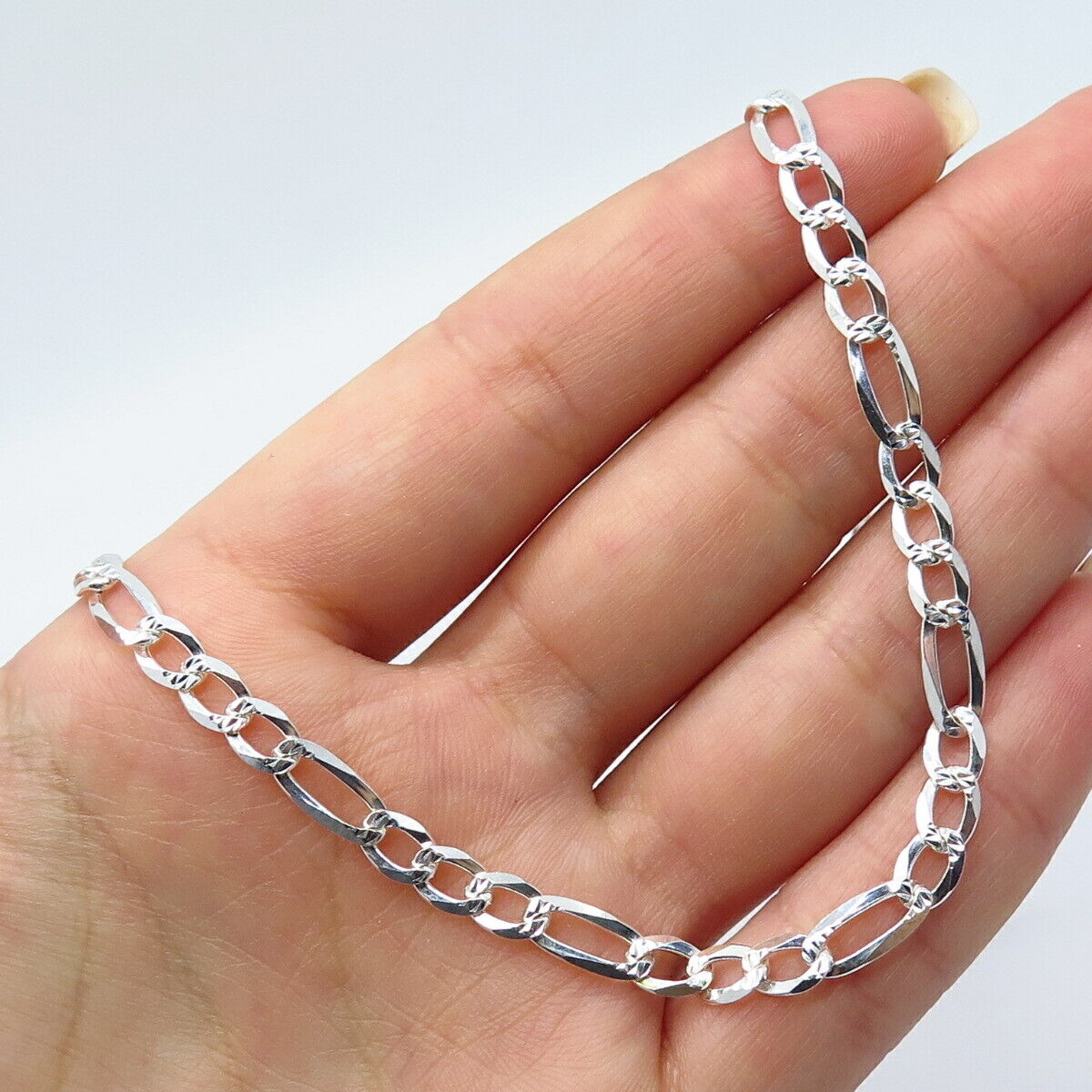 925 Sterling Silver Italy P.Lux Figaro Chain Necklace 19"