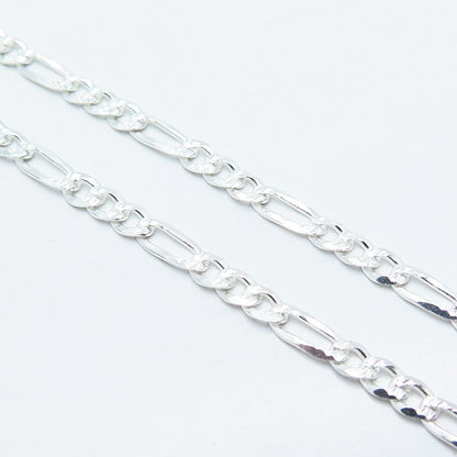 925 Sterling Silver Italy P.Lux Figaro Chain Necklace 19"