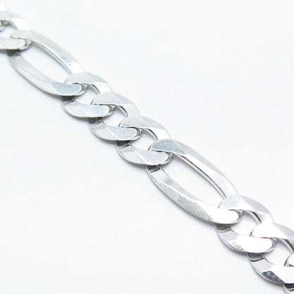 925 Sterling Silver Italy Figaro Link Bracelet 8"