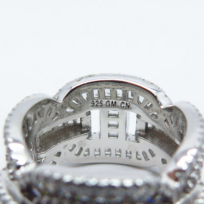 925 Sterling Silver Pave C Z Chain Band Ring Size 6