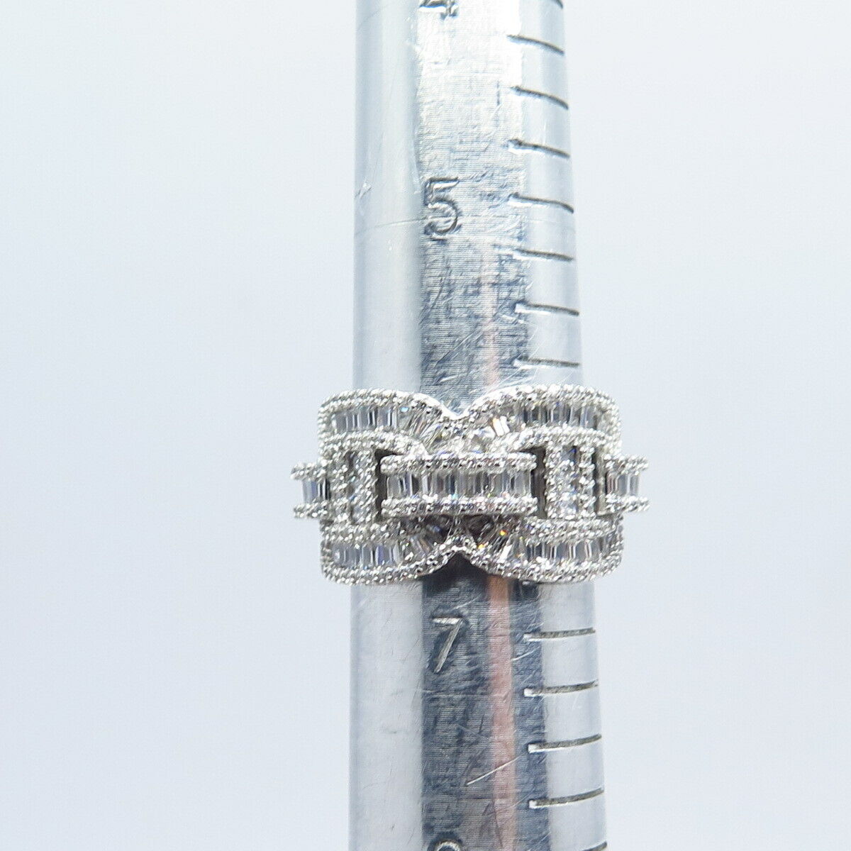 925 Sterling Silver Pave C Z Chain Band Ring Size 6