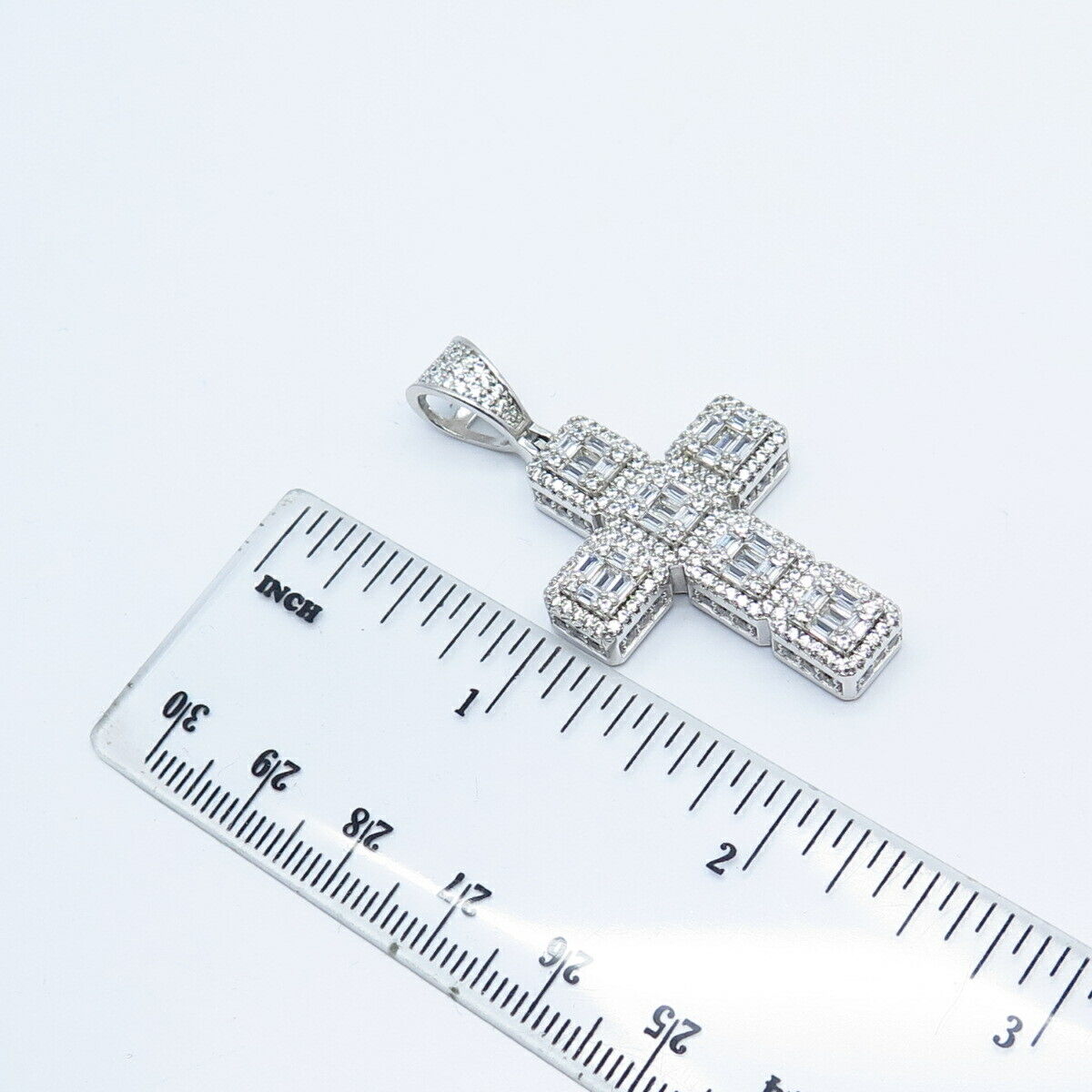 925 Sterling Silver Pave C Z Cross Pendant