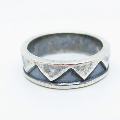 925 Sterling Silver Vintage Mexico Tribal Band Ring Size 7.5