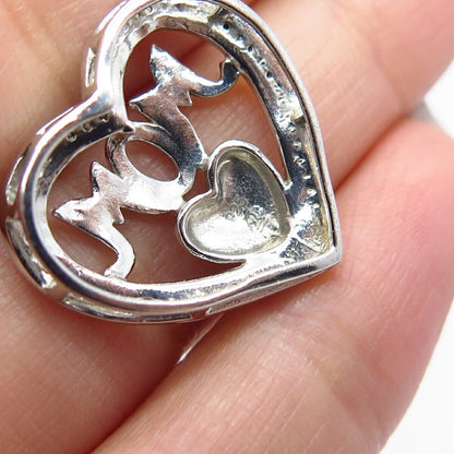 925 Sterling Silver "Mom" Love Heart Slide Pendant