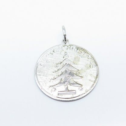 925 Sterling Silver Vintage Forstner "Merry Christmas" Christmas Tree Pendant