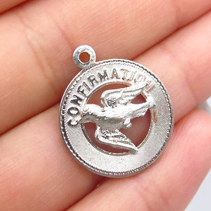 925 Sterling Silver Vintage "Confirmation" Holy Ghost Charm Pendant