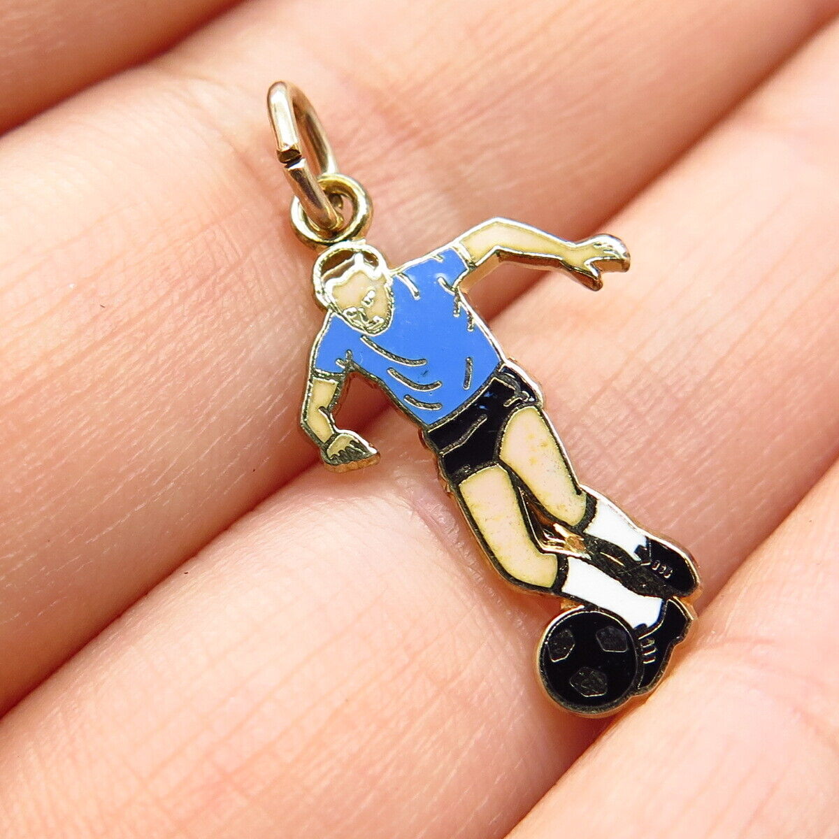 925 Sterling Silver Vintage Griffith & Sons Enamel Soccer Player Pendant