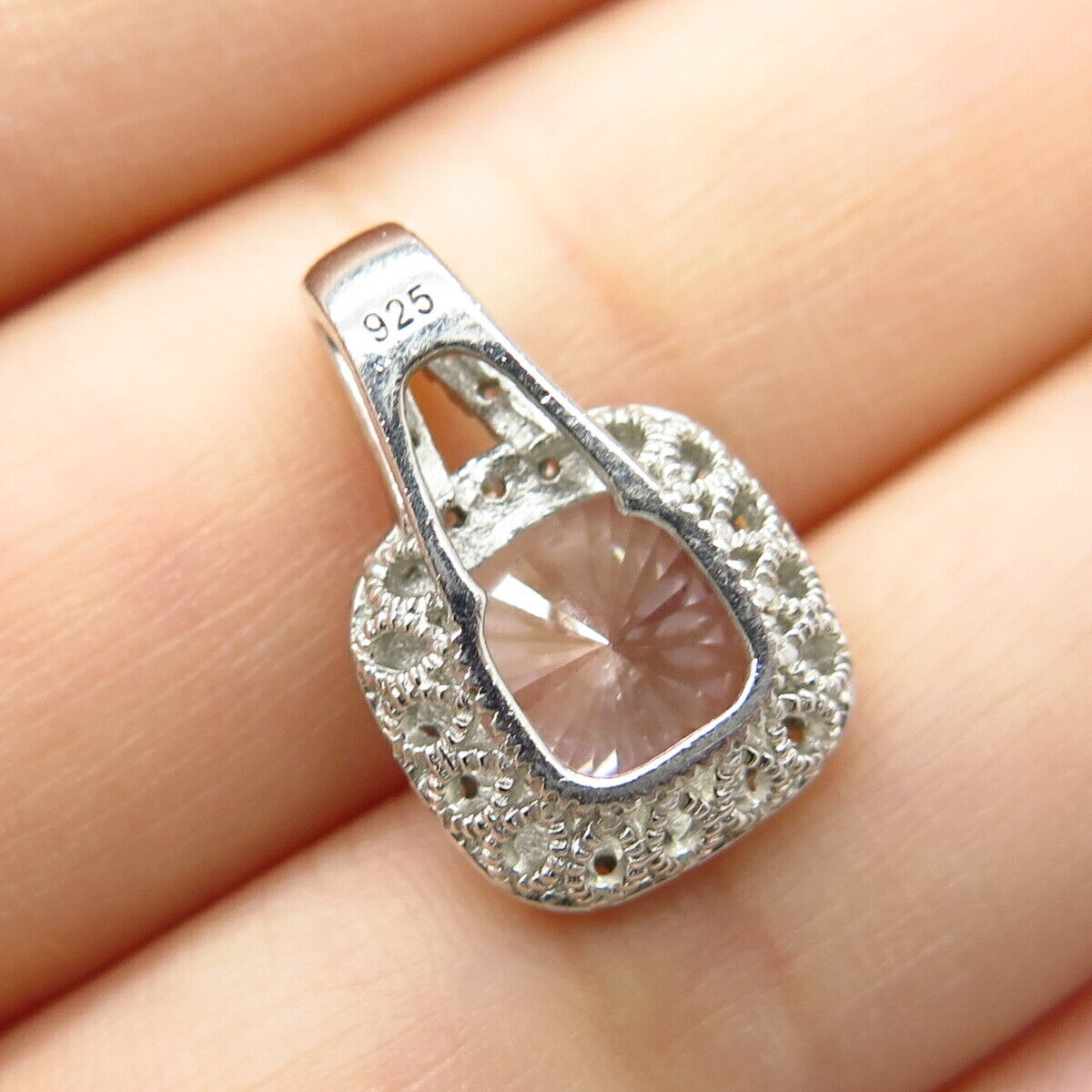 925 Sterling Silver Princess-Cut C Z Slide Pendant