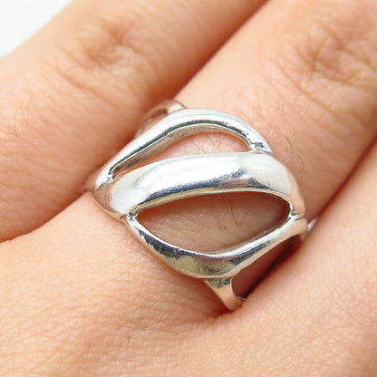 925 Sterling Silver Vintage Modernist Ring Size 5.75