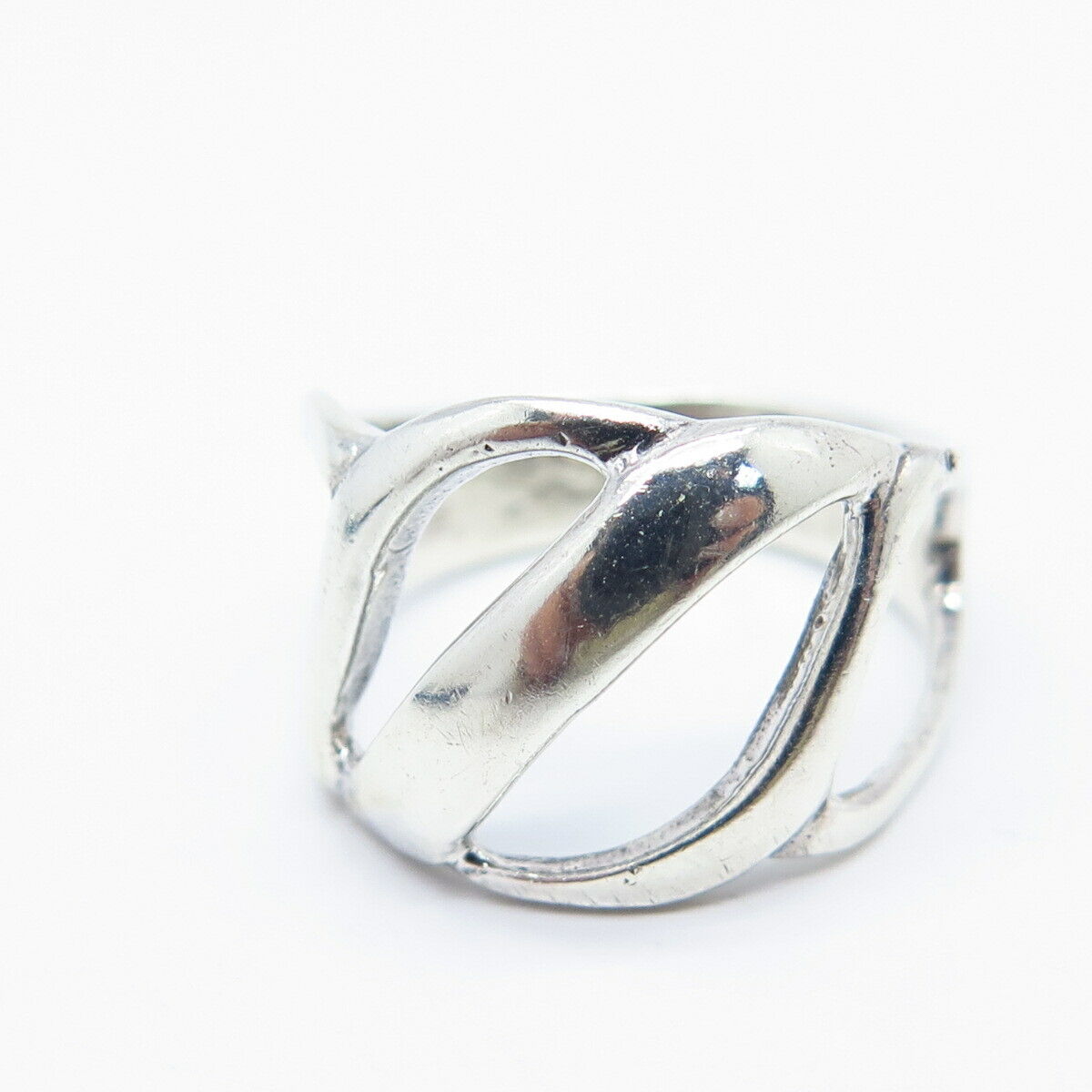 925 Sterling Silver Vintage Modernist Ring Size 5.75