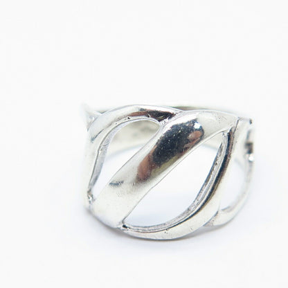 925 Sterling Silver Vintage Modernist Ring Size 5.75