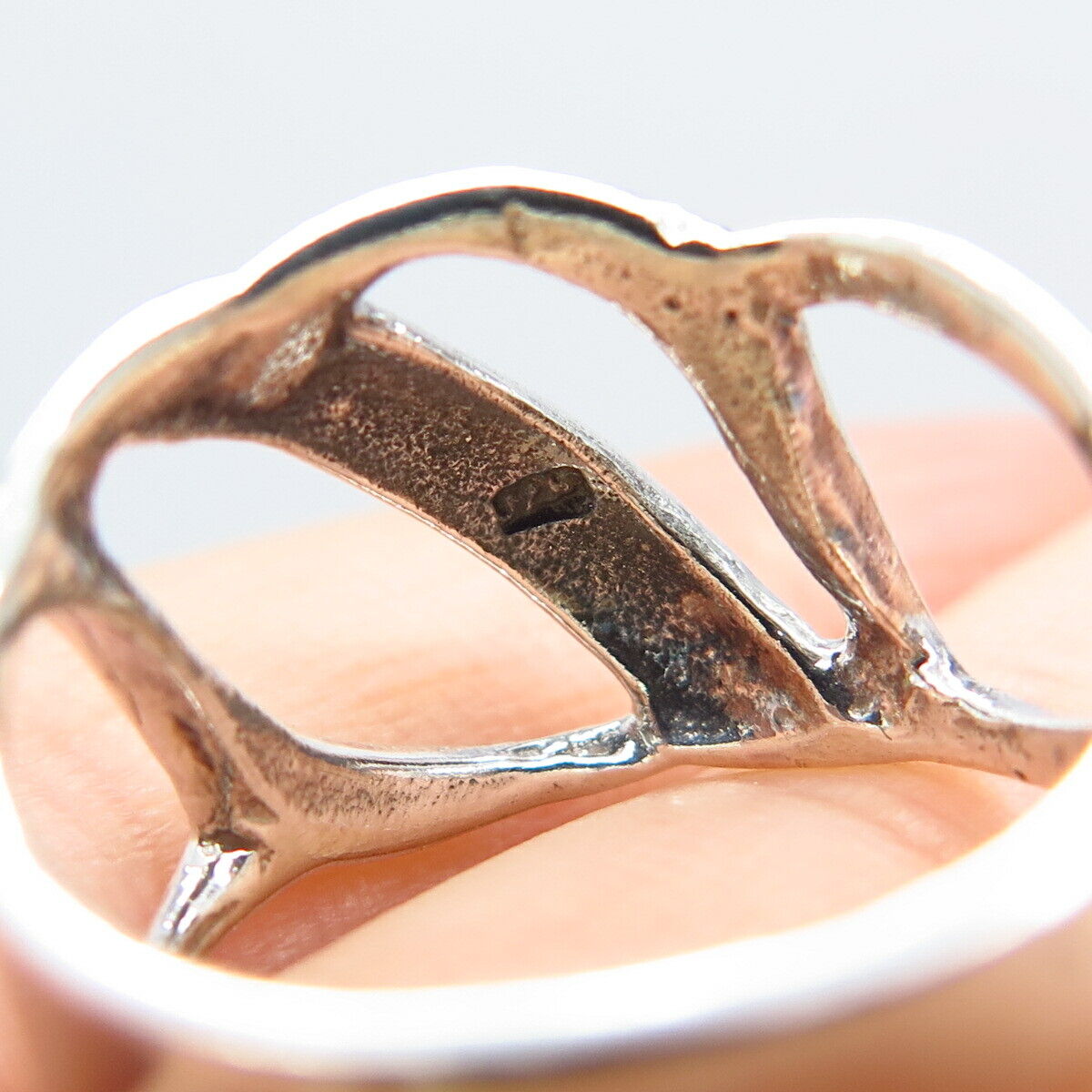 925 Sterling Silver Vintage Modernist Ring Size 5.75