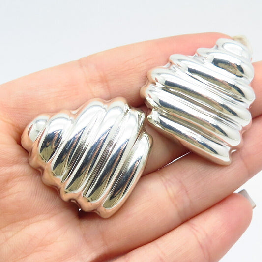 925 Sterling Silver Vintage Mexico Ribbed Earrings