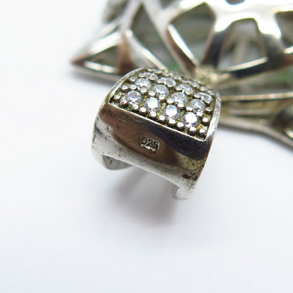 925 Sterling Silver Real Chrome Diopside Gemstone & C Z Tiger Mask Pendant